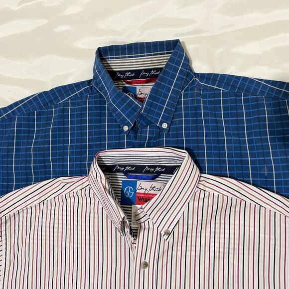 Lot Of 2 Wrangler George Strait Cowboy Cut Mens L Western Long Sleeve Shirts - Picture 1 of 11